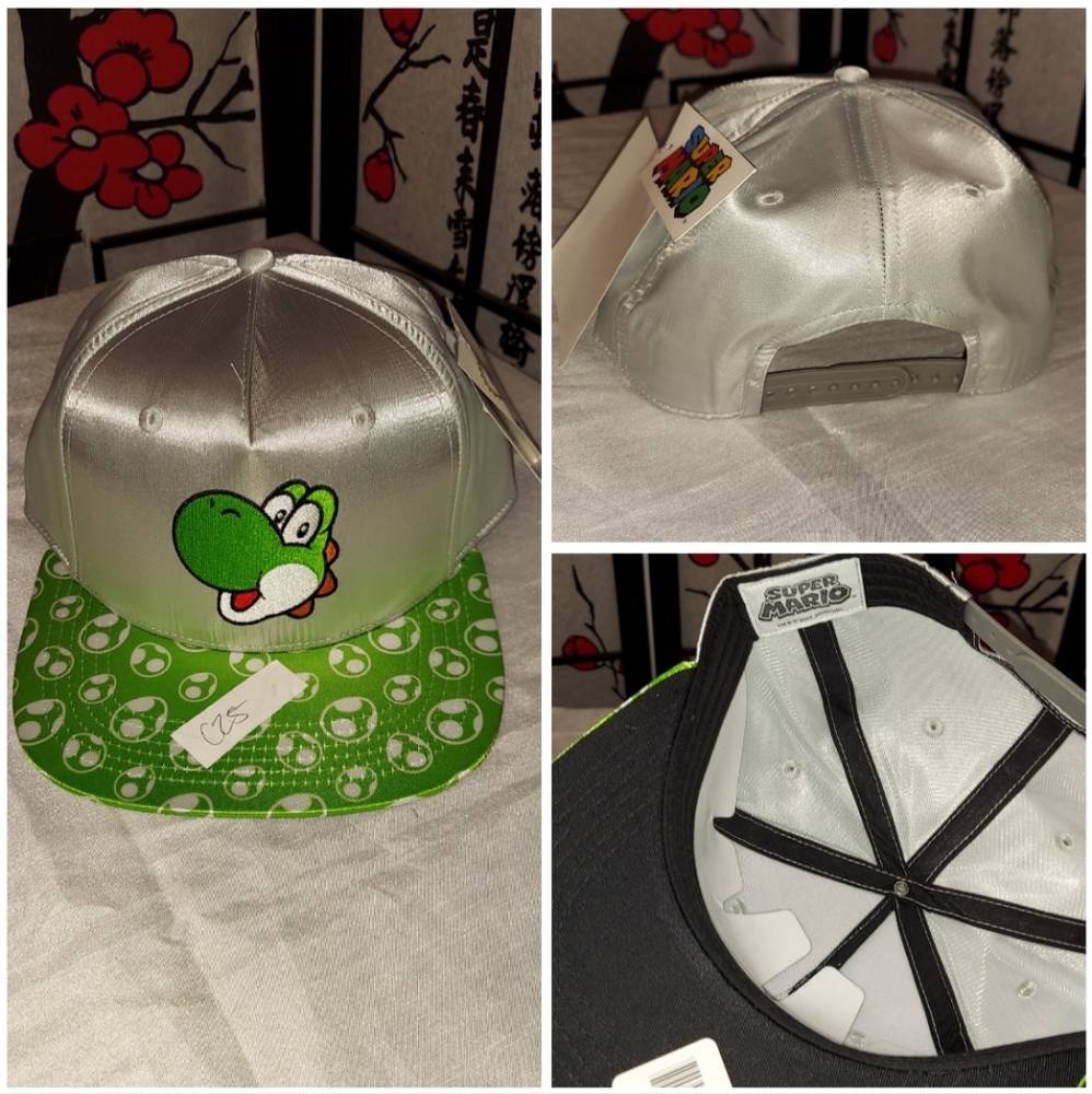 Nintendo Super Mario Yoshi Cap - Green and Silver